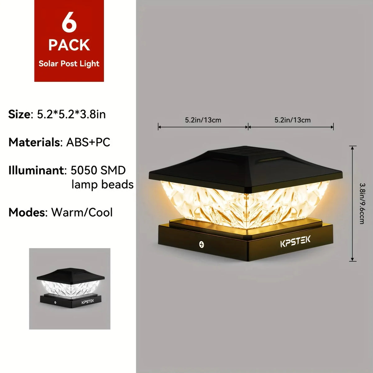 Kpstek Solar Led Outdoor Garden Gate Fence Post Light