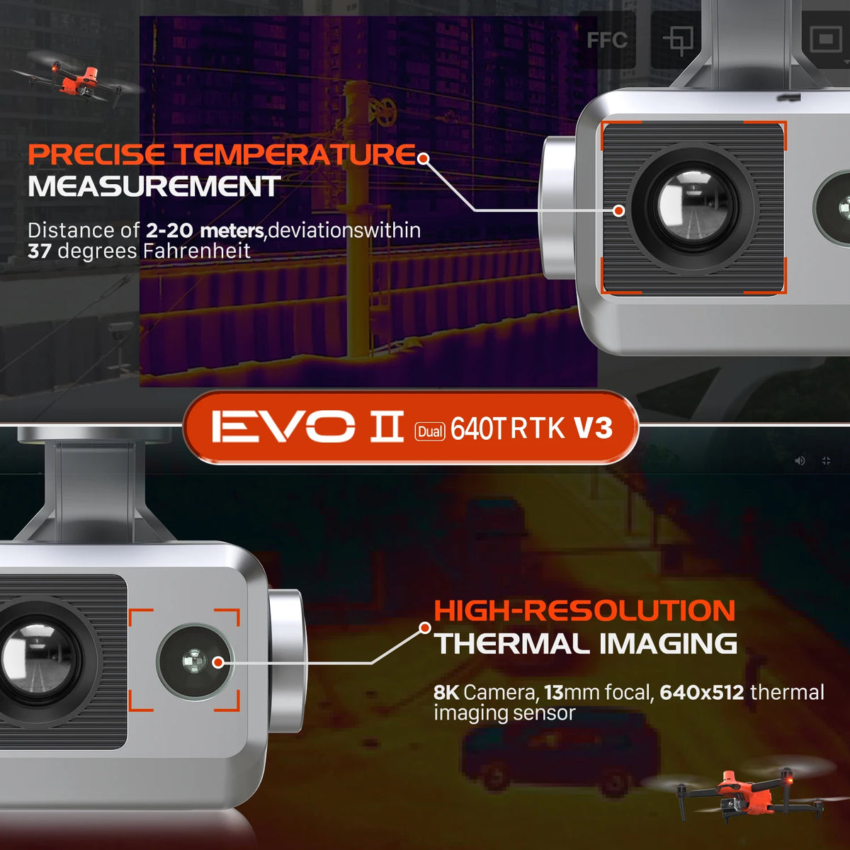 Autel EVO II Dual 640T RTK Drone 6K HDR Mapping