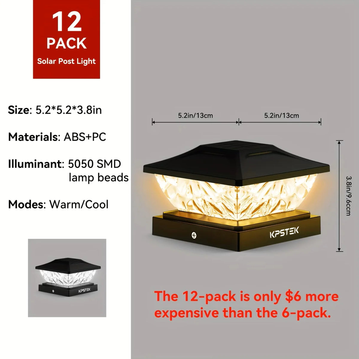 Kpstek Solar Led Outdoor Garden Gate Fence Post Light