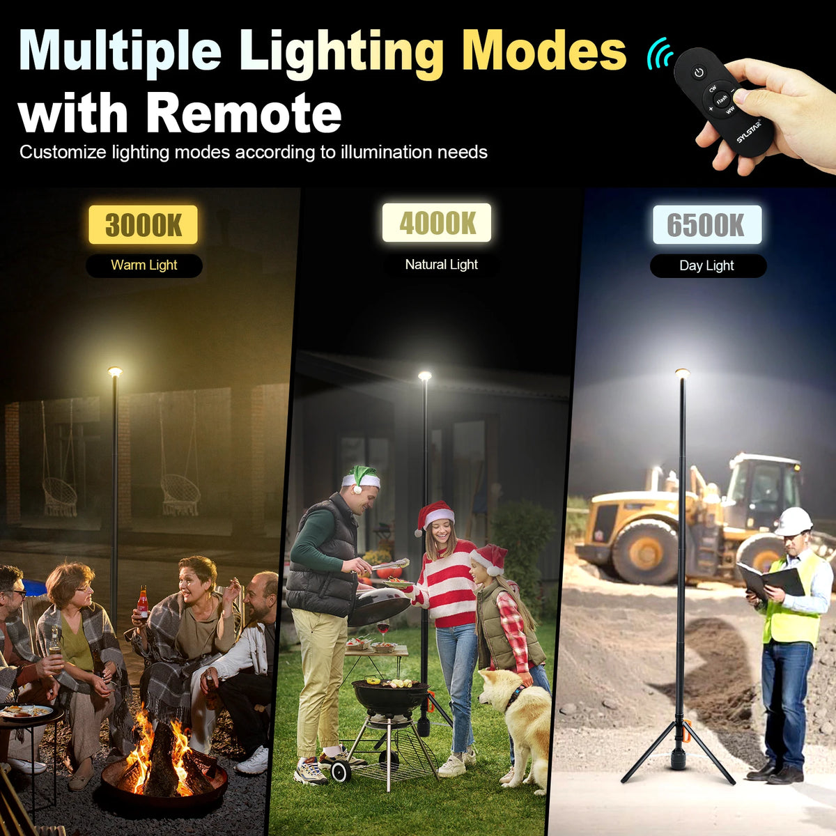 Rechargeable Telescopic Work Light With Remote Control And Dimmable LED