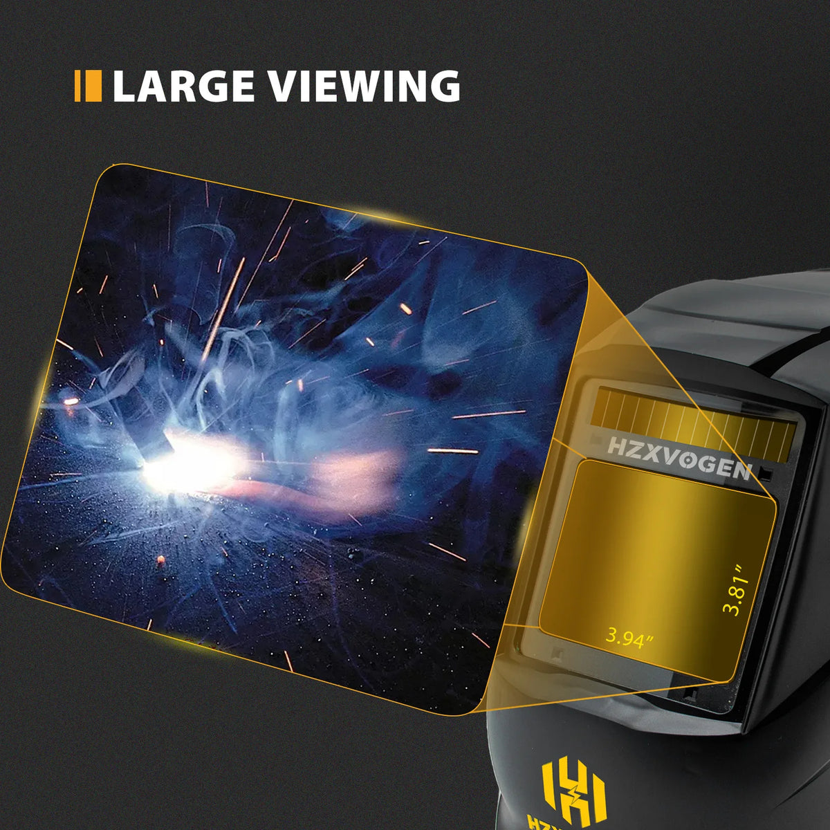 HXZVOGEN Auto Darkening Welding Helmet Solar Powered True Color Lens
