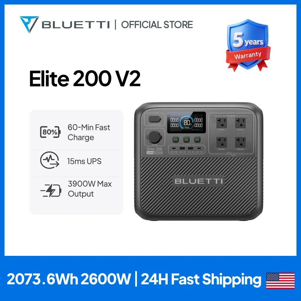 Bluetti Elite 200 V2 Premium Solar Power Station Kit