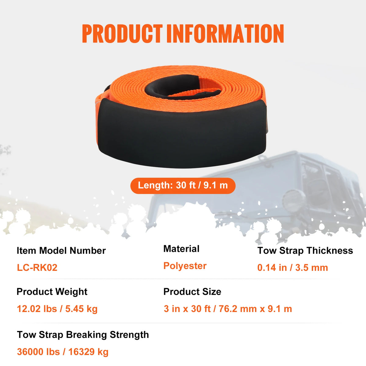 SucceBuy Polyester Recovery Tow Strap Kit for Trucks and SUVs