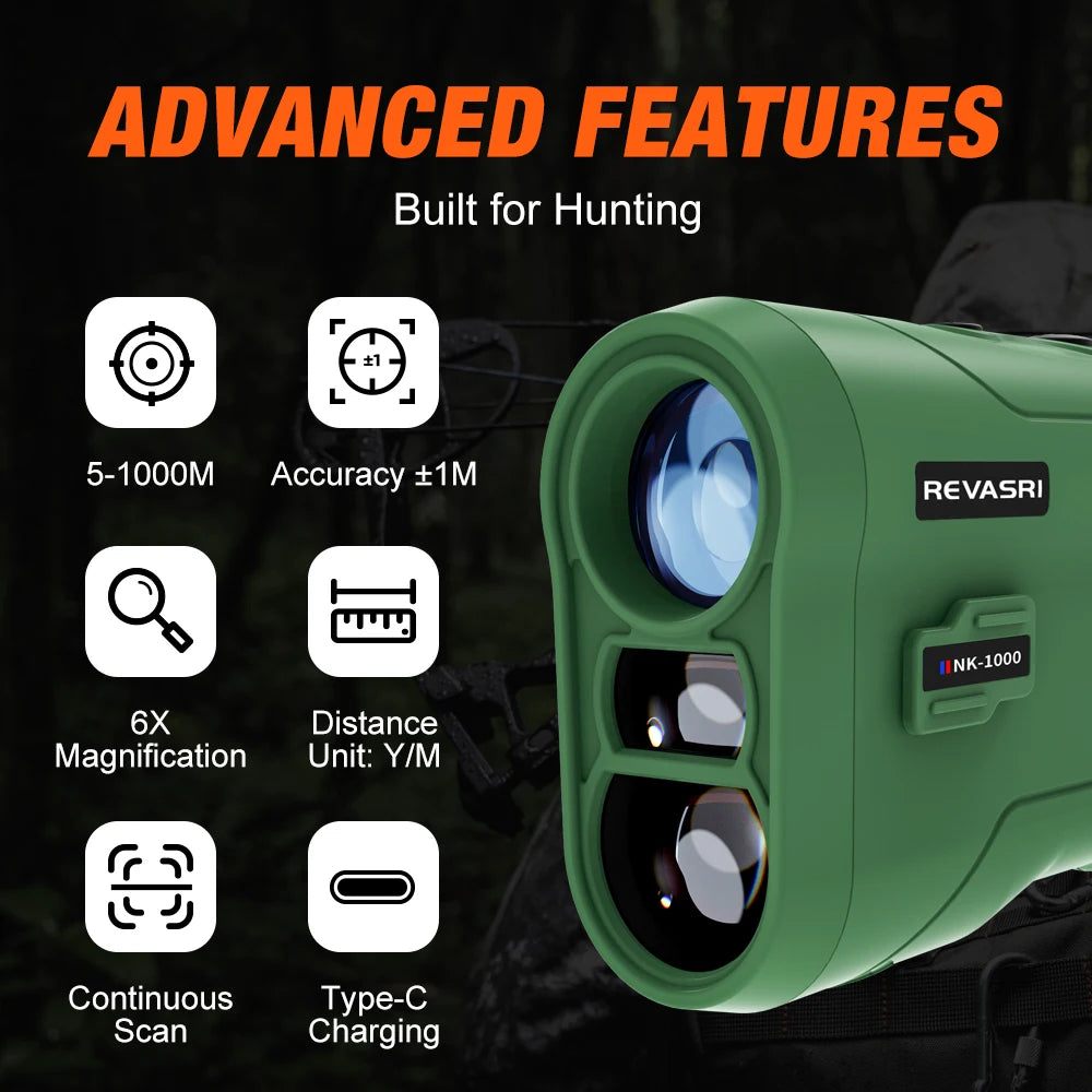 REVASRI Hunting Golf Laser Rangefinder With Slope And Scan Modes