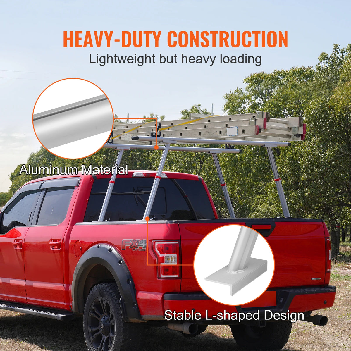 SucceBuy 800 Lbs Capacity Aluminum Truck Ladder Rack Heavy Duty
