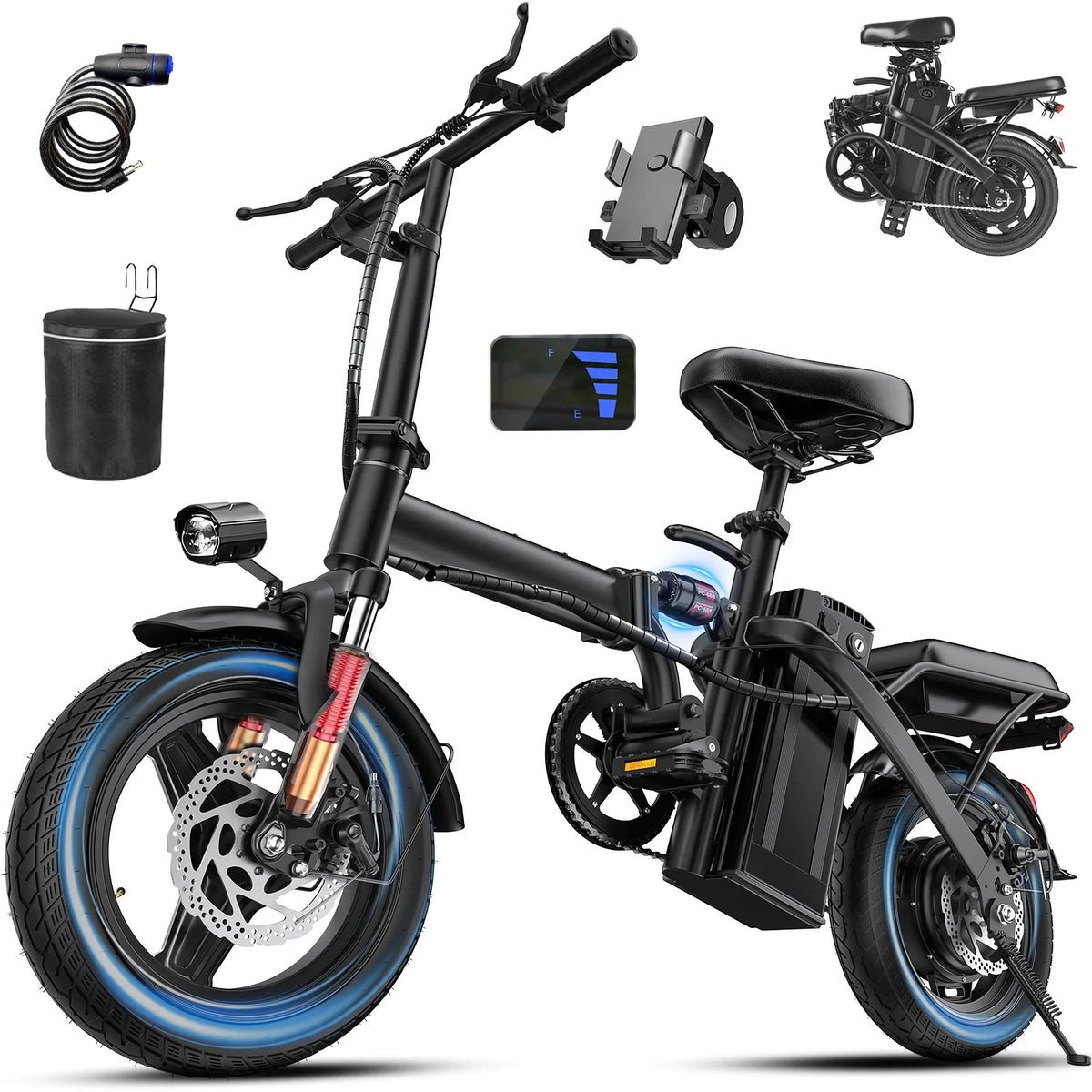 FURIDER 560W Folding Electric Bike With Removable Battery