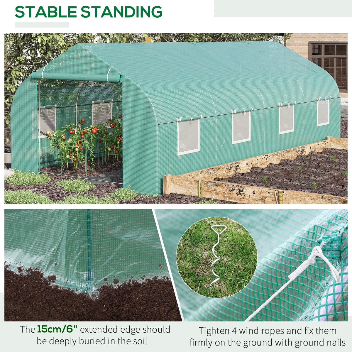 Outsunny Walk In Garden Greenhouse Steel Frame For Vegetable Cultivation