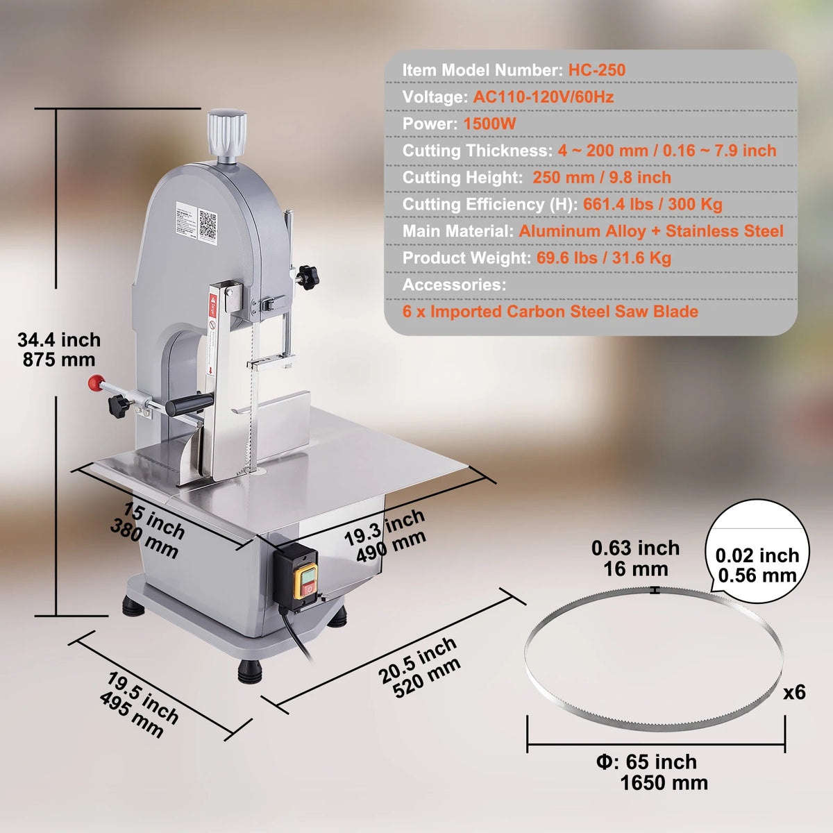 Succebuy Commercial Electric Meat Bandsaw For Frozen Pork Cutting