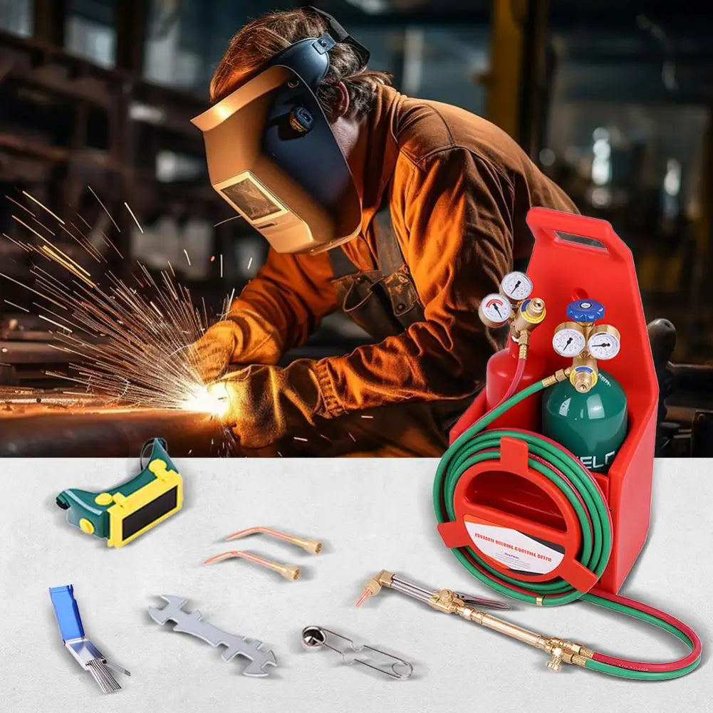 Brass Nozzle Oxygen Acetylene Welding Torch Kit With Gauge