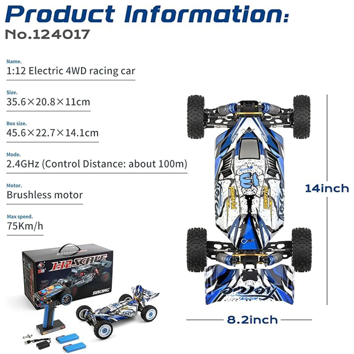 WLtoys 124017 Brushless Remote Control Off Road RC Car for Adults