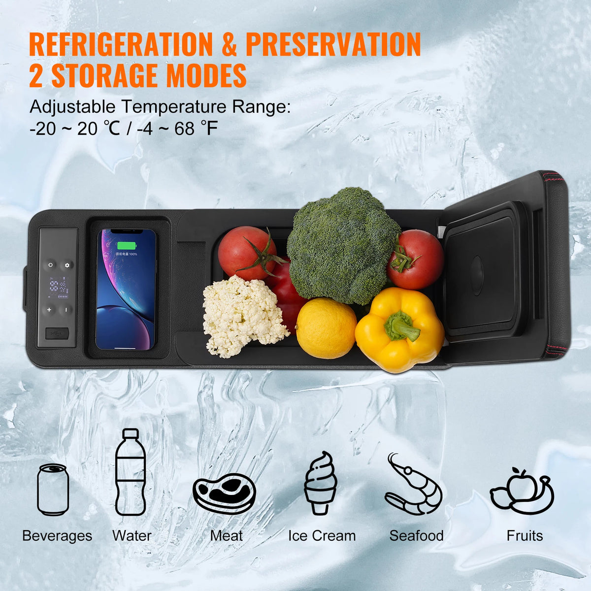 SucceBuy Portable Car Refrigerator With Adjustable Temperature Control