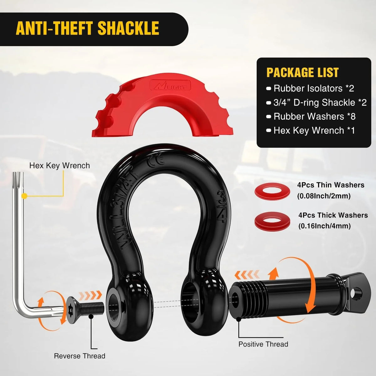 Nilight Off Road Recovery Kit Tow Strap Snatch Block Shackles