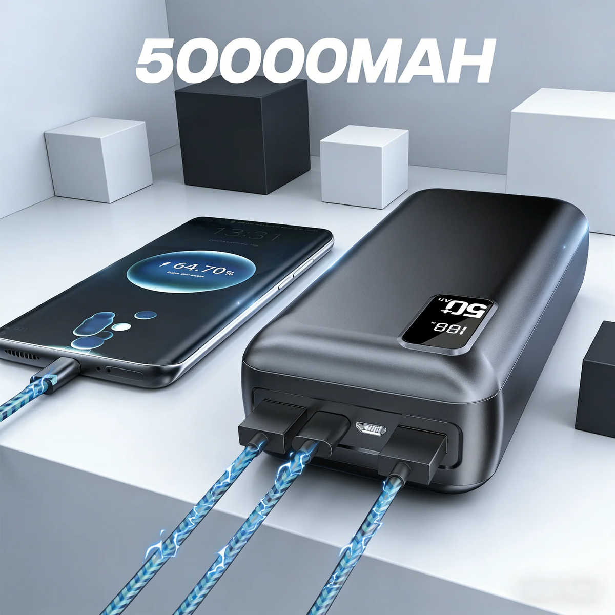Hganus Fast Charging Power Bank With Digital Display Portable Charger
