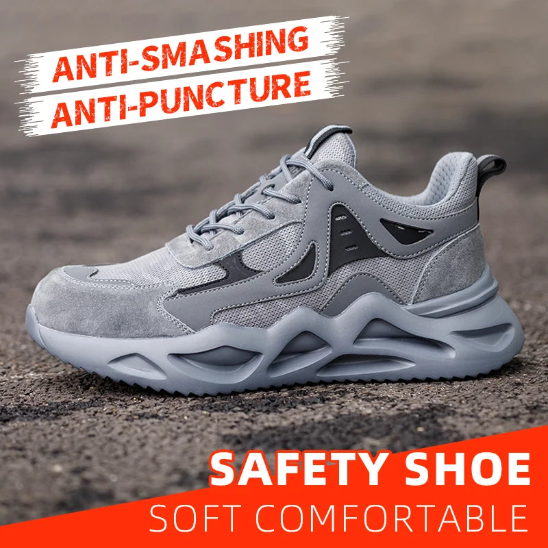 Men Lightweight Steel Toe Safety Shoes Breathable Non Slip Boots
