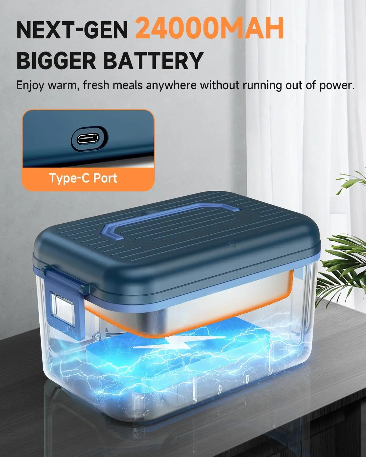 Cordless Electric Heated Lunch Box With Ice Crystal Cooling
