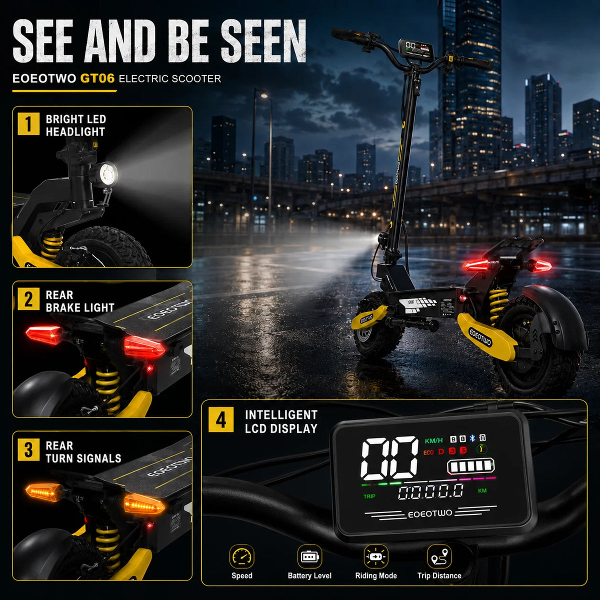 EOEOTWO 1200W Off Road Electric Scooter With Long Range