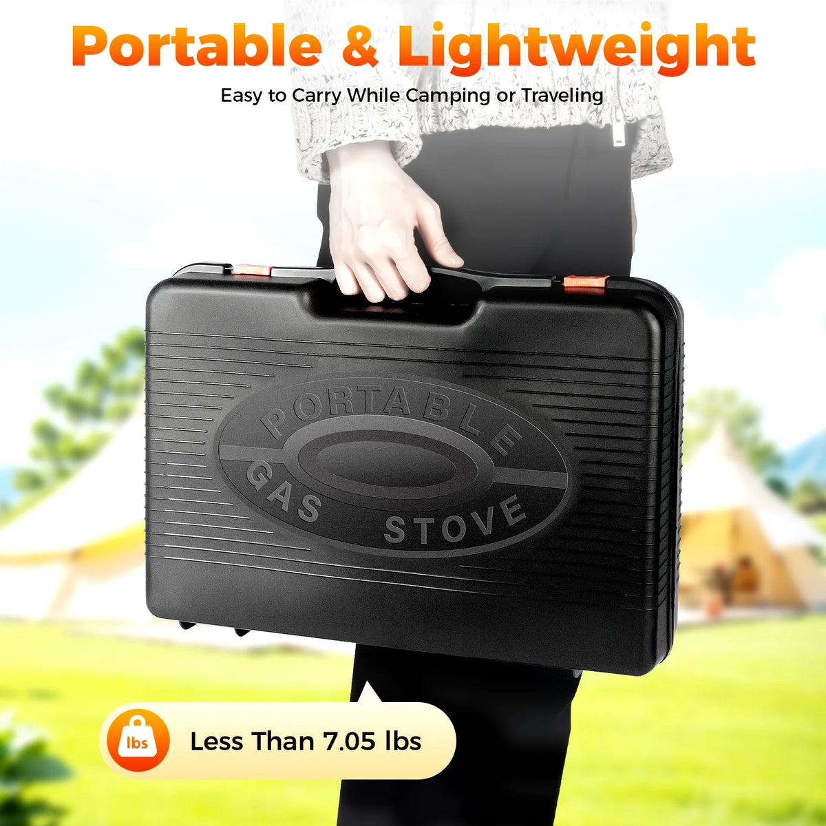 Portable Butane Camping Grill With Adjustable Flame And Baking Sheet