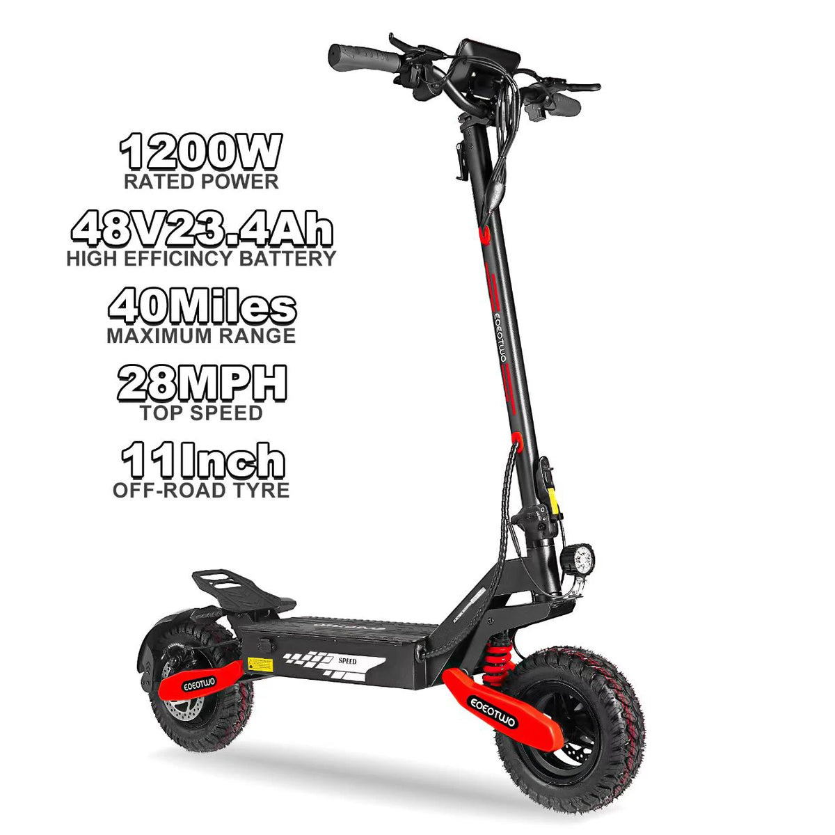 EOEOTWO 1200W Off Road Electric Scooter With Long Range