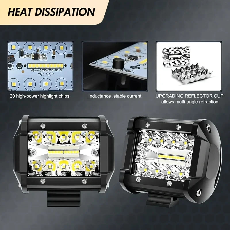 Universal 4Inch 60W Led Light Bar + Tow Hitch Mount Brackets Backup Reverse Lights Rear Search Lighting For Pickup ATV SUV Truck Trailer Spot Flood Offroad Car Lights Bar