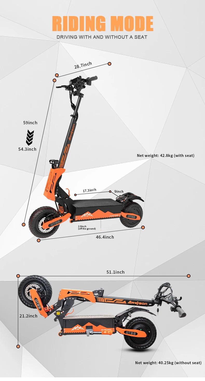Arwibon Dual Motor Folding Electric Scooter With Off Road Tires
