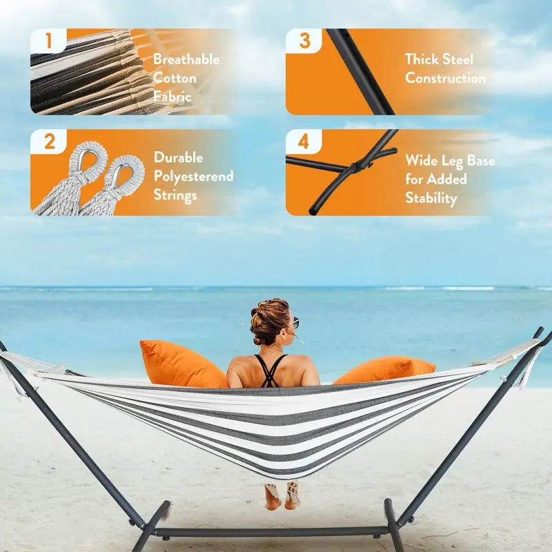 GYROOR Adjustable Hammock Stand For Outdoor Relaxation Comfort