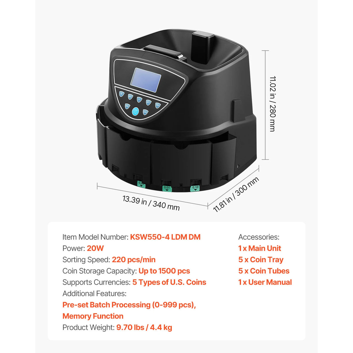 SucceBuy Coin Sorter Counter Machine With Digital Display For Usd