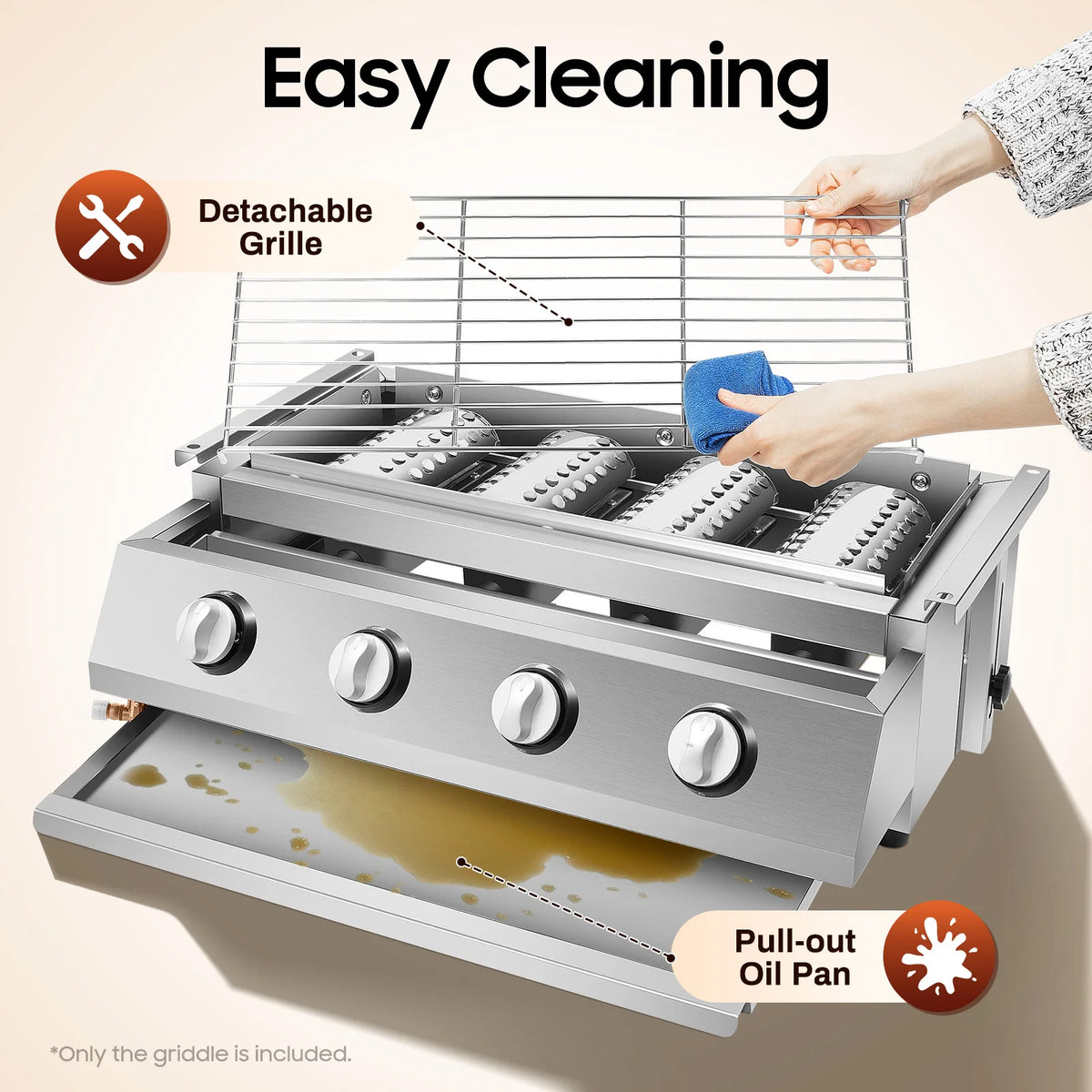 Portable Four Burner Propane Gas Grill for Outdoor Barbecue