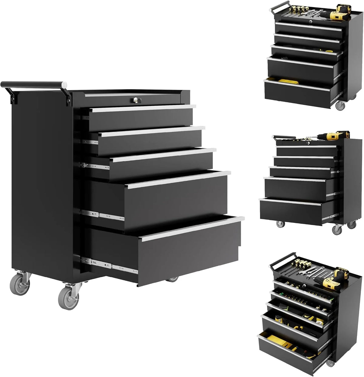 Heavy Duty Five Drawer Rolling Tool Chest With Lock