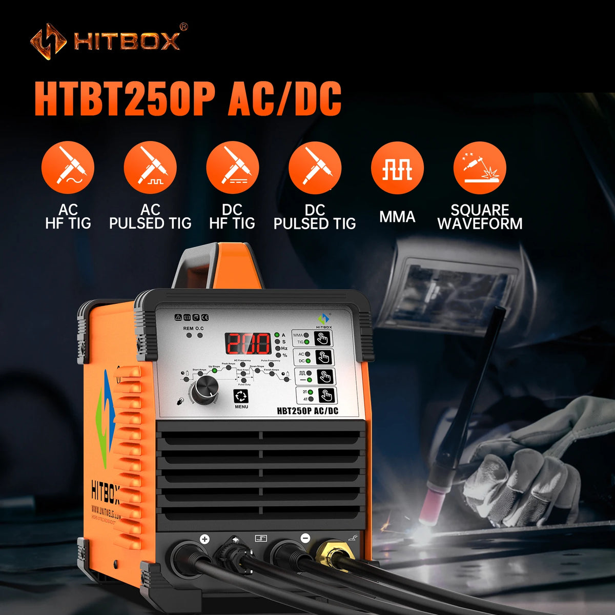 Hitbox AC DC TIG Welder MMA ARC Pulse Inverter Aluminum