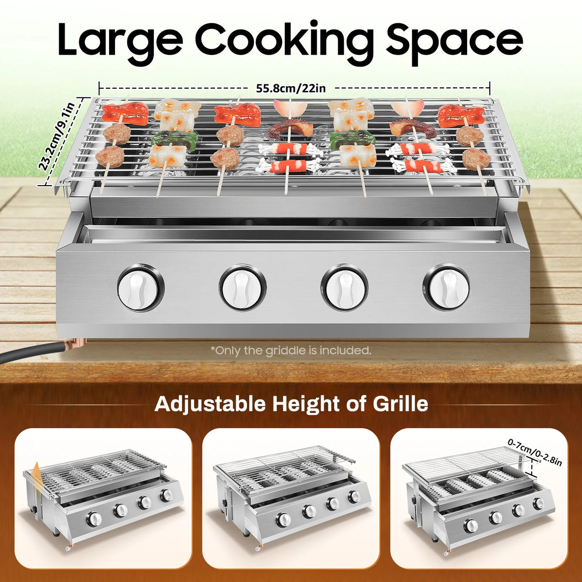 Portable Four Burner Propane Gas Grill for Outdoor Barbecue