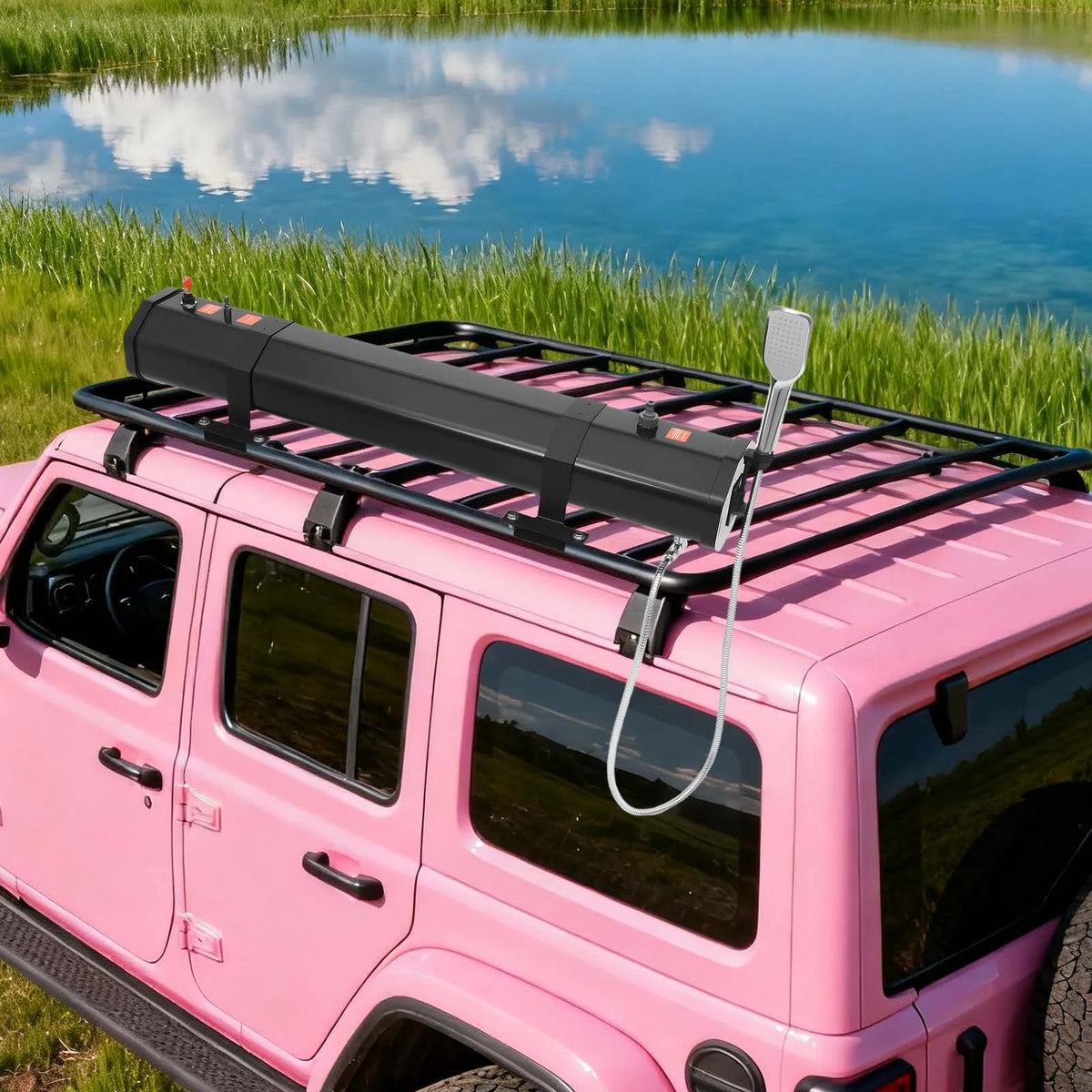 Portable Roof Mount Camping Shower System Solar Heated Water Tank