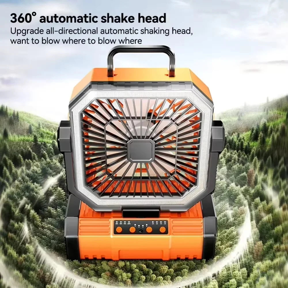 Portable Camping Fan With Led Light Remote Control Power Bank