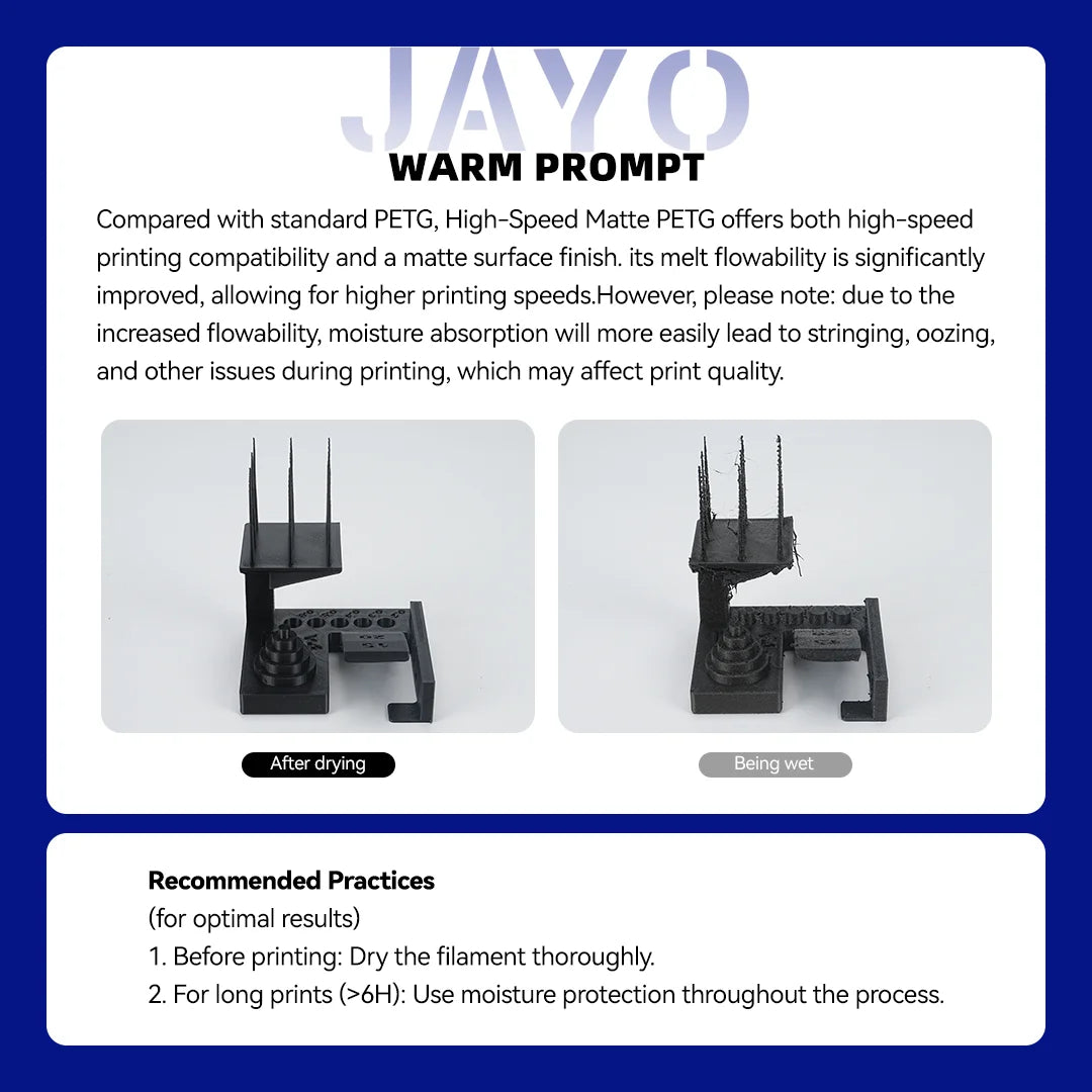 JAYO 3D Printer Filament PETG High Speed Matte PLA Classic