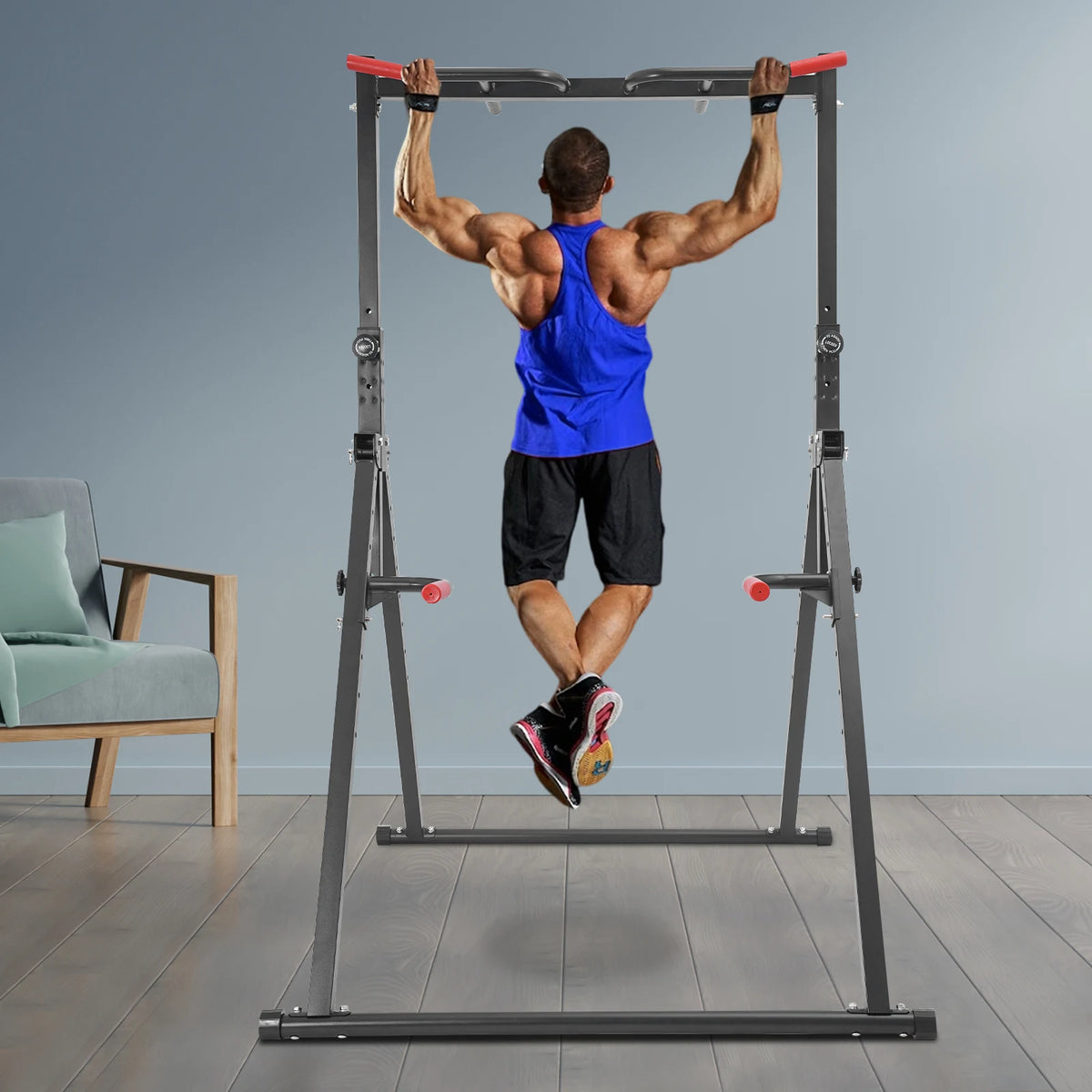 Adjustable Power Tower Pull Up Dip Station For Home Workouts