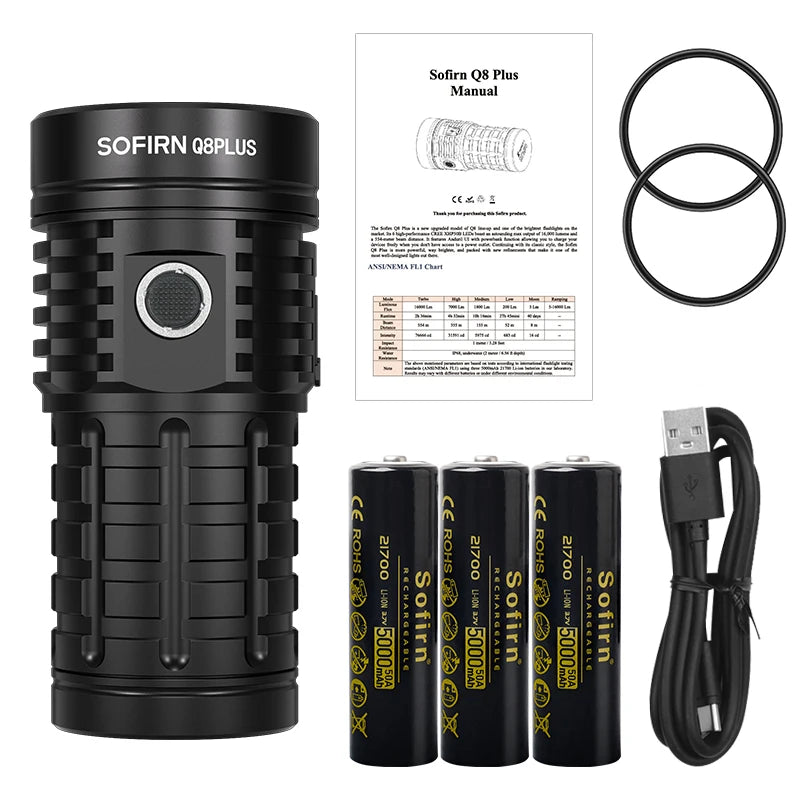 Sofirn Q8 Plus Led Flashlight 16000 Lumen Usb Rechargeable Torch