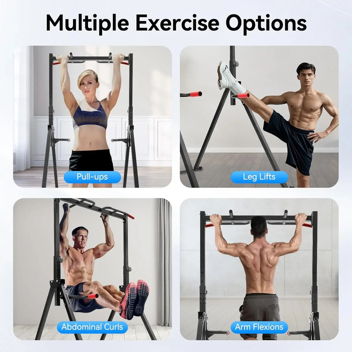 Adjustable Power Tower Pull Up Dip Station For Home Workouts