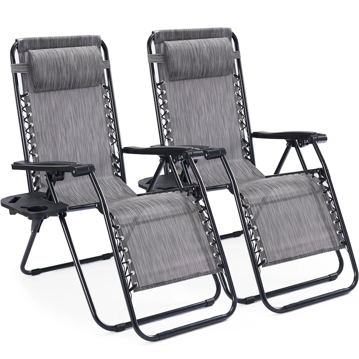 JHK Zero Gravity Recliner Chair Set Folding Outdoor Lounge Furniture