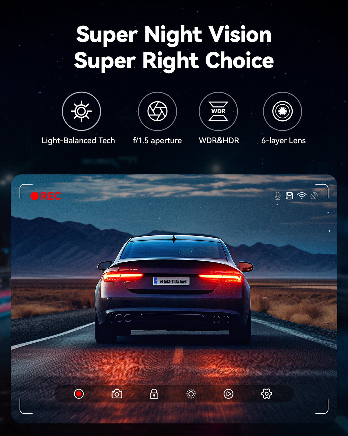 REDTIGER F7NP EX 4K Dual Channel Dash Camera With GPS