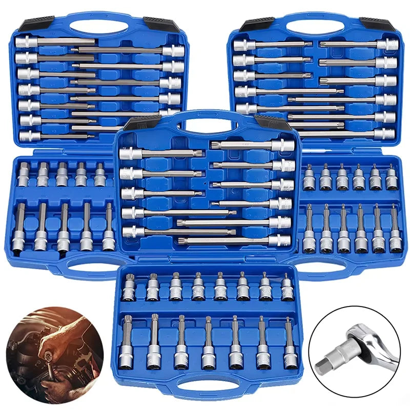 26/30/32Pcs Extended Socket Sleeve Set Pressure Bit Sleeve Set Wrench Head External Torx Socket Combo Kit Hand Tool