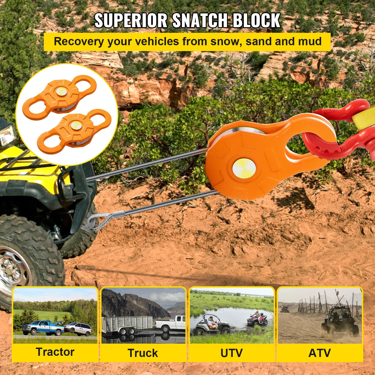 11 Ton Winch Pulley For Synthetic Rope And Soft Shackles