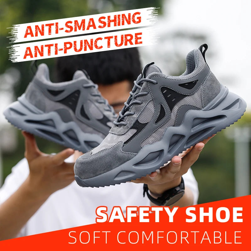 Men Lightweight Steel Toe Safety Shoes Breathable Non Slip Boots