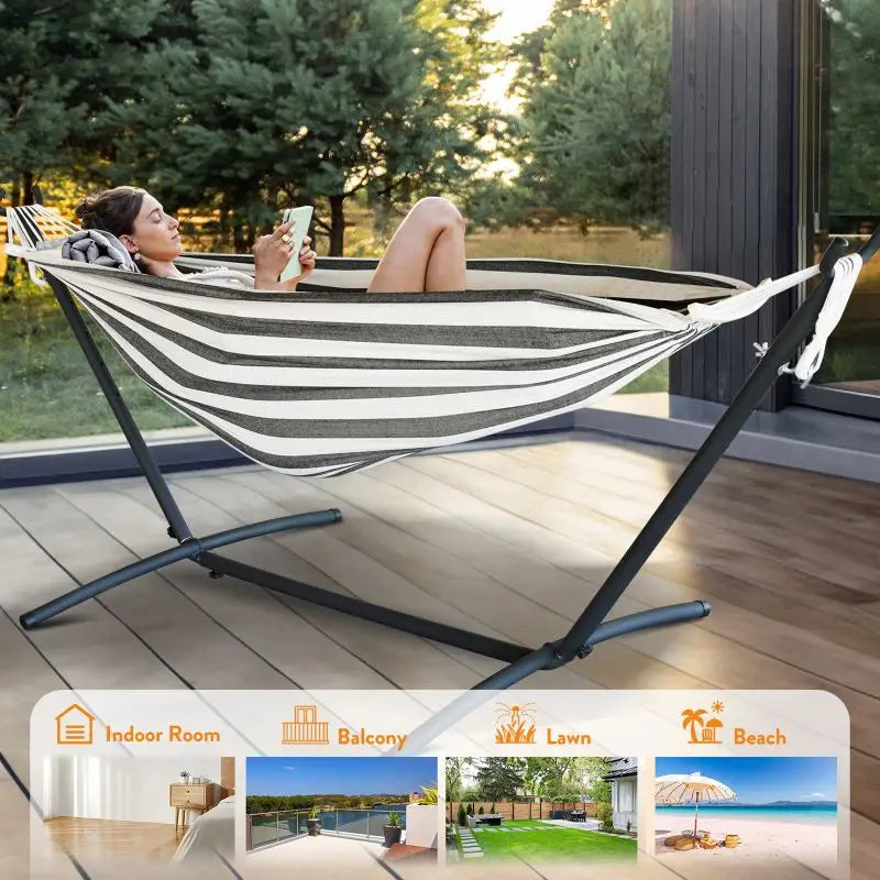 GYROOR Adjustable Hammock Stand For Outdoor Relaxation Comfort