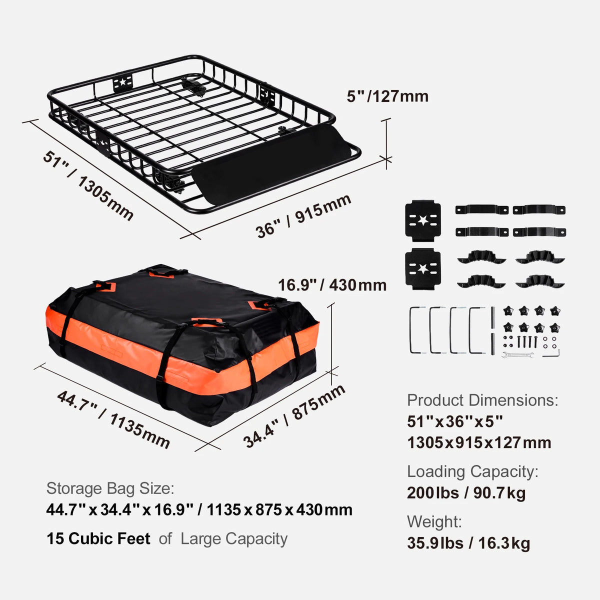 SucceBuy Heavy Duty Rooftop Cargo Basket Carrier for SUVs and Trucks