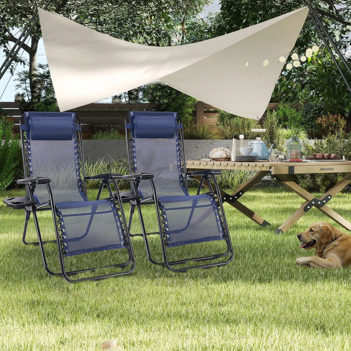 JHK Zero Gravity Recliner Chair Set Folding Outdoor Lounge Furniture