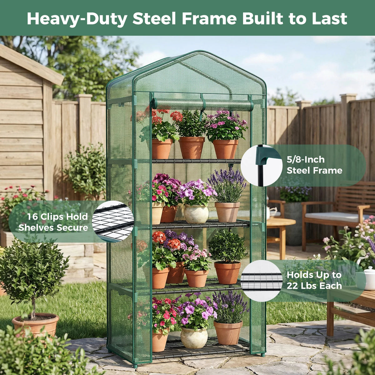Portable Multi Tier Mini Greenhouse With Protective Cover For Plants