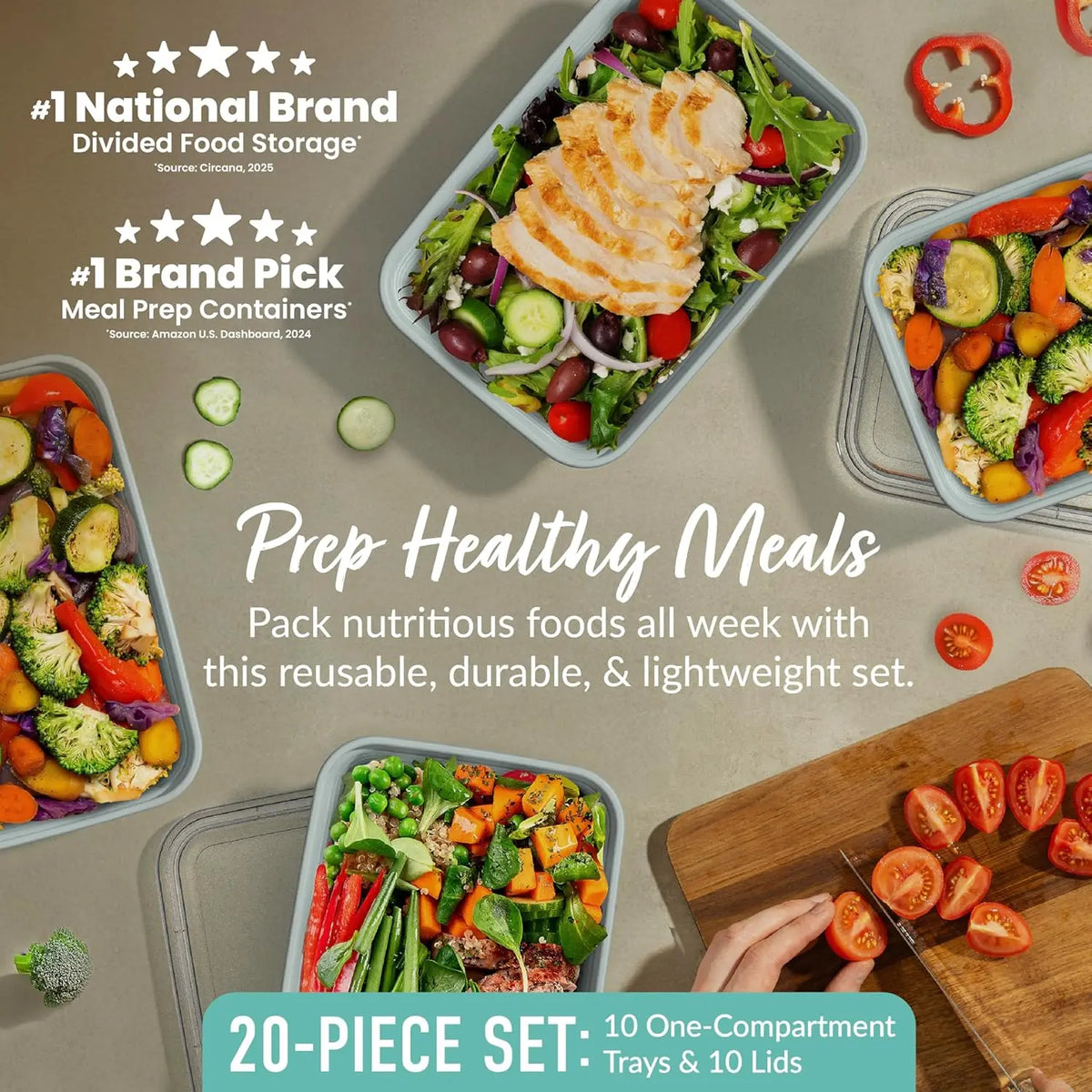 Reusable Meal Prep Containers With Lids For Food Storage