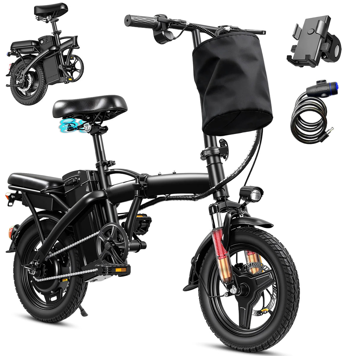 Terrosor Folding Electric Bike With 48V Battery And 500W Motor