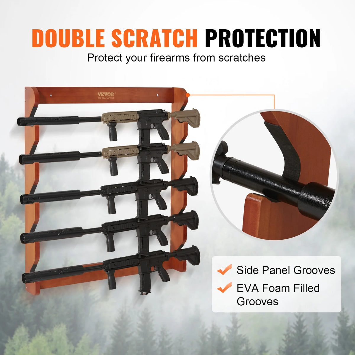 SucceBuy Wall Mounted Wooden Rifle And Shotgun Display Rack