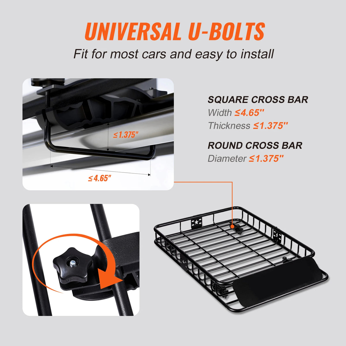 SucceBuy Heavy Duty Rooftop Cargo Basket Carrier for SUVs and Trucks