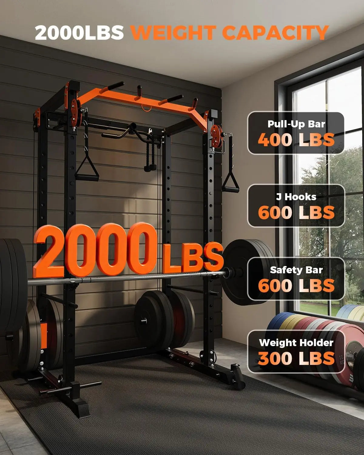 TACLEEKII Power Rack With Cable Crossover And Lat Pulldown System